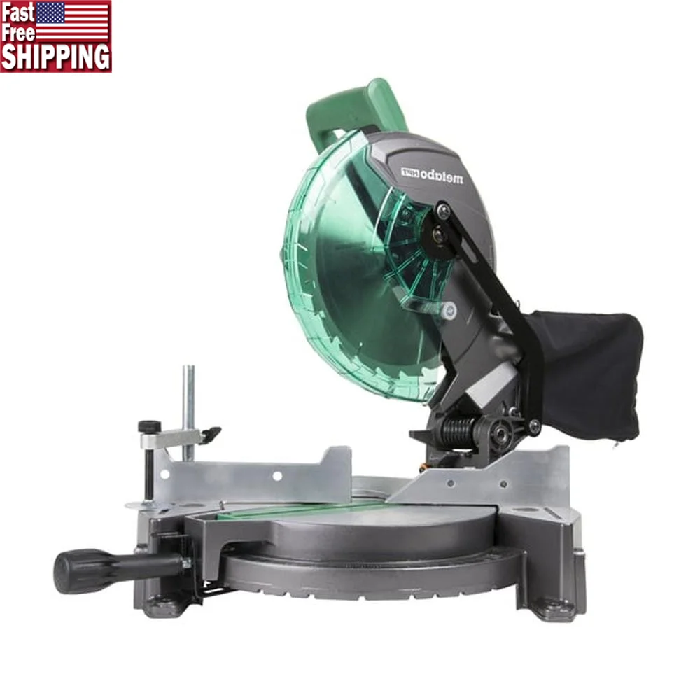 10 Inch Compound Miter Saw Lightweight Crosscut Bevel Cutting Tool 15 Amp Motor 5000 RPM Precise Adjustable Miter Angle 0-52