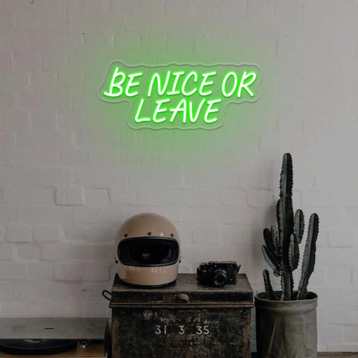 كن لطيفًا أو اترك علامة النيون، ديكور علامة LED تحفيزية بسيطة، ديكور حائط عصري، معرض جدار الفن، لافتة ممتعة للباب الأمامي #4
