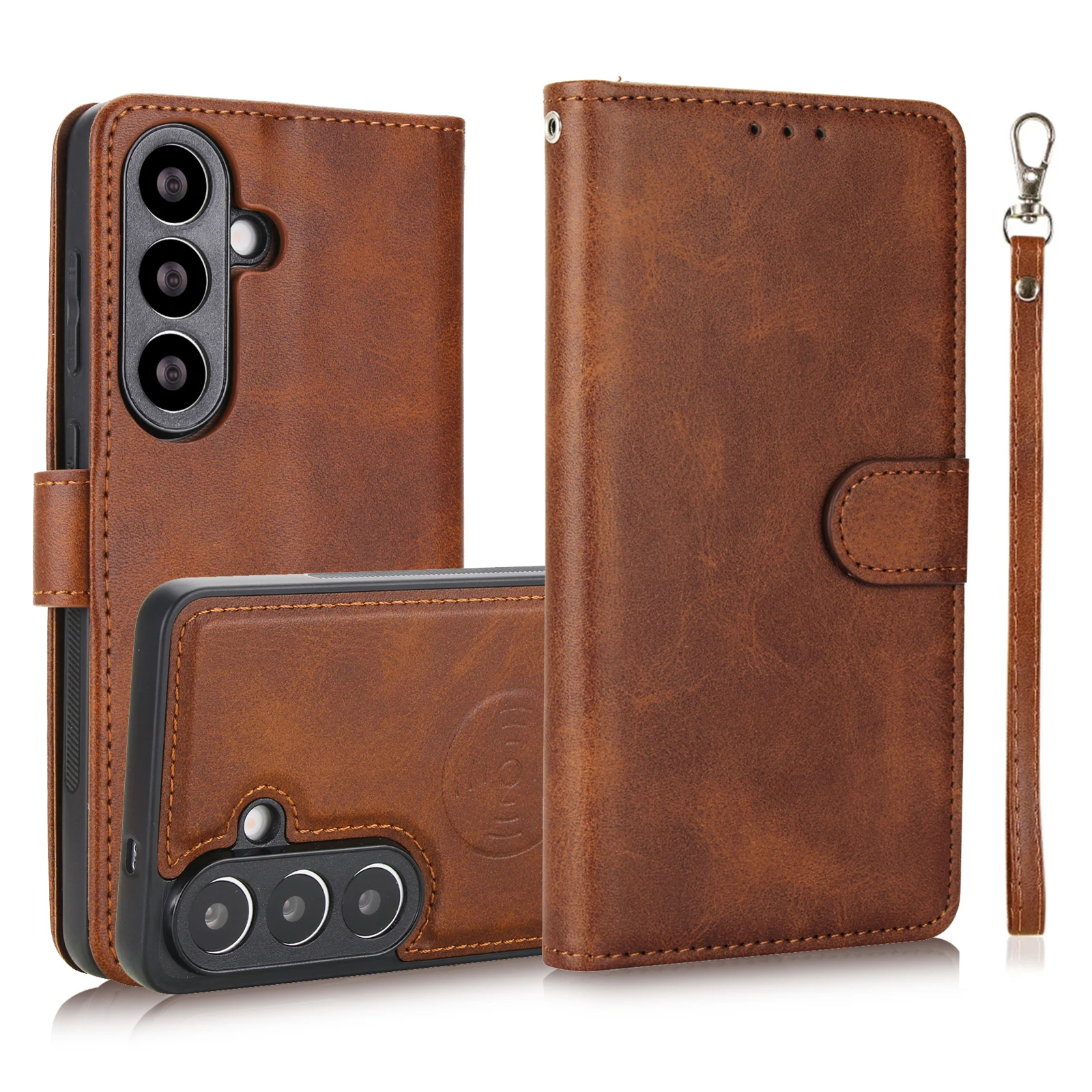 Vintage PU Leather Flip Wallet Case For Samsung Galaxy S22 S23 S24 S25 S26 Ultra Plus A16 A55 A15 A34 A54 Card Holder Strap