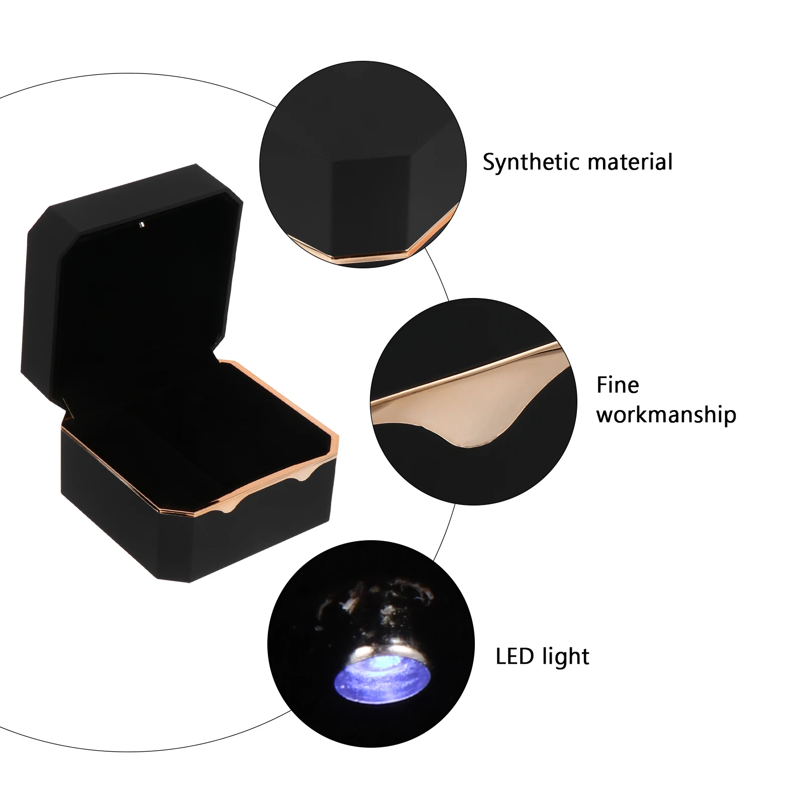 LED Watch Box Durable Octagonal Flannel Storage Display Case for Watches Blue Light Anti Dust Scratch Proof Travel Home Use