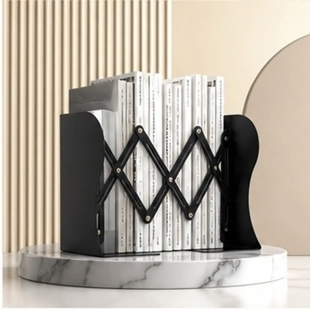 Adjustable Metal Bookend 150x190x105mm Heavy Duty Non Skid Base Holds Books Magazines Files School Office Supplies Book End
