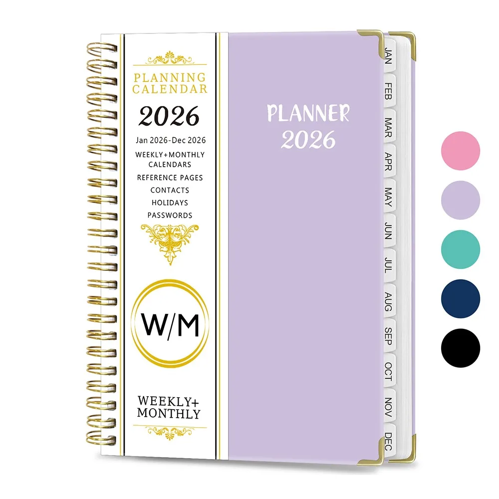 

A5 2026 Agenda Planner Notebook Work Efficiency Life Check-in Monthly Planner Learning Plan Goal Habit Schedules Journal Office