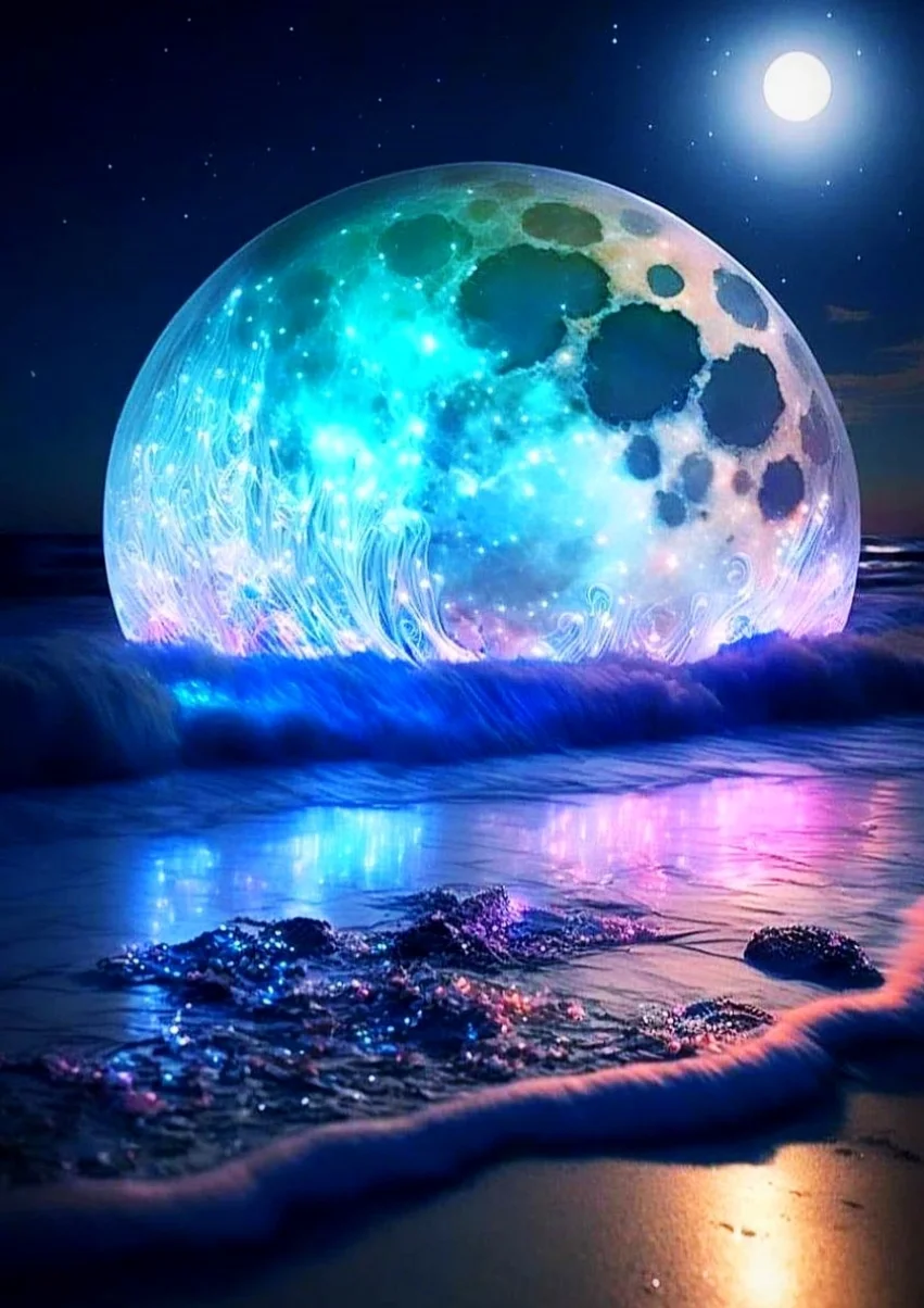 

Sunature AB Diamond Painting Art Full Square Round Drills Moon Night See Diamond Painting Kit 5-10 AB Colors