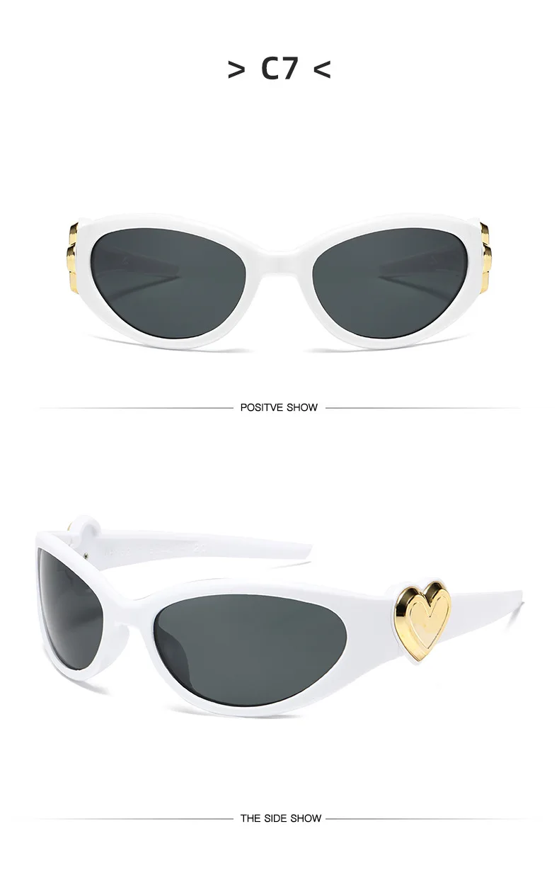 Ovale Y2K-Sonnenbrille für Damen, lustig, Vintage, 2025, Brillen, Damenmode, Persönlichkeit, Sonnenbrille, weiblich, Lentes – Detail 12
