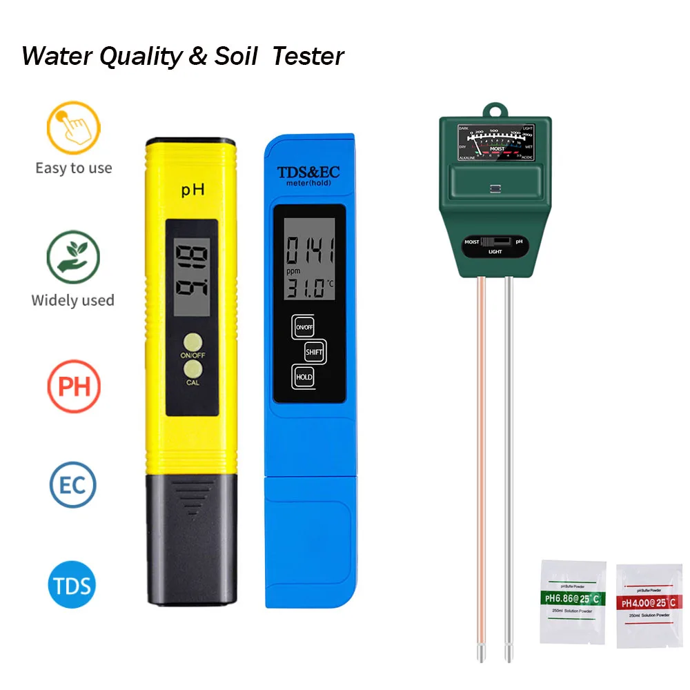 

3 in 1 Soil Meter Garden Soil Monitor Detector Digital Water Quality Meter TDS EC PH Tester for Home Water Quality Tester