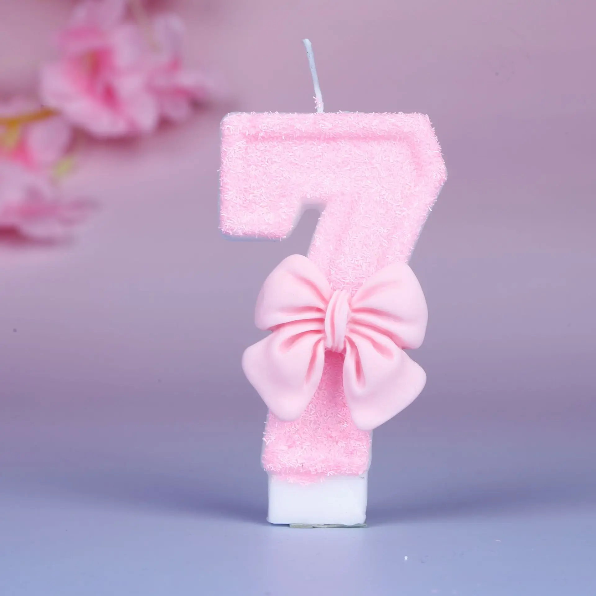 Creative digital candles new girl pink bow birthday candles For birthday parties party