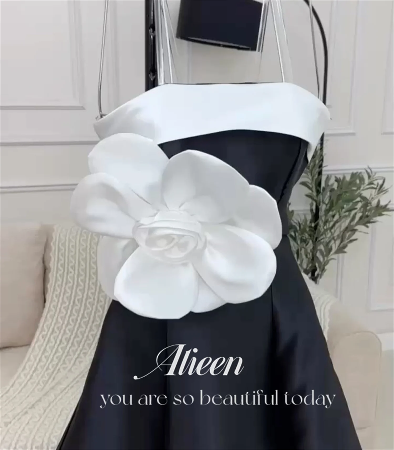 Aileen preto laço personalizado 3d flores elegante vestido de festa de casamento vestidos de noite longos festas femininas mulher baile de formatura