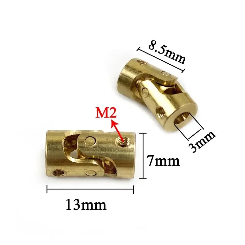 Length 13mm Brass Universal Joint 3mm-3mm Metal Connector Shaft Coupler for RC Car Boat Model Steering Transmission 1/2/5/10Pcs