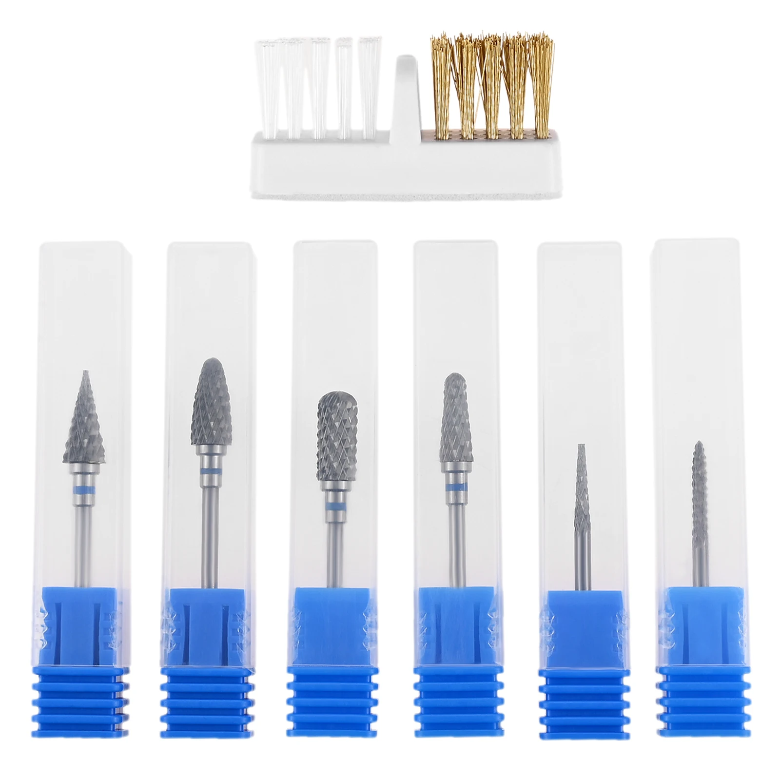 6PCS 3/32 pollici punte da trapano per unghie Set strumento per rimozione smalto per unghie in gel acrilico domestico strumenti per pedicure manicure con spazzola per la pulizia