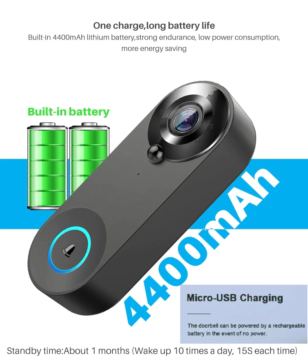 WiFi HD 1080P Video Doorbell Smart Wireless Doorbell High Definition Security Camera Ring Doorbell view 4