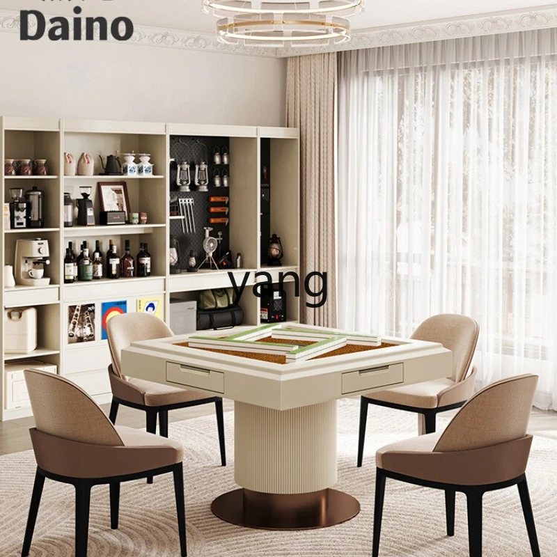 

LH cream style dining table mahjong table integrated household automatic mahjong machine chair set