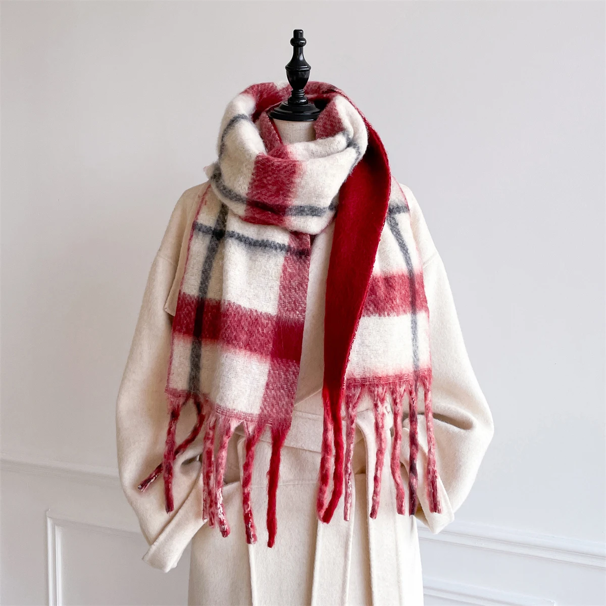 

Warm Shawl Women Scarf Luxury Cashmere Winter Blanket Wraps Casual Plaid Print Pashmina Bufanda Travel Poncho Stoles Echarpe