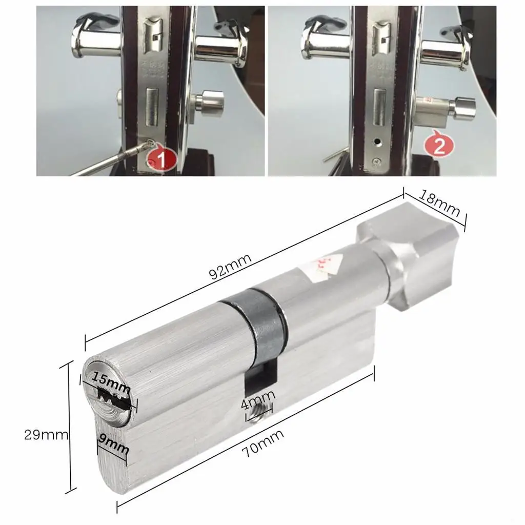 Door Lock Cylinder Replacement Core Key System Anti-drill Security for Home Bedroom Entry Protection