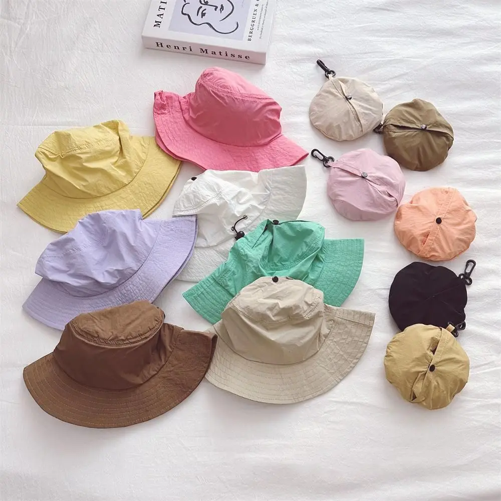 

Casual Korean Style Baby Sun Protection Cap Quick Dry Breathable Kids Bucket Hat Portable Foladble Children Fishman Hat Spring