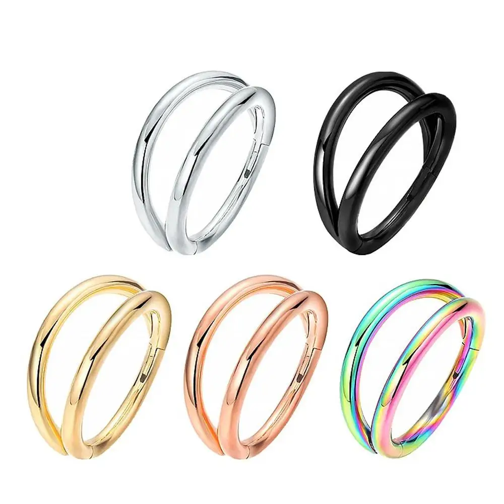 Anillos de la nariz de acero quirúrgico de 1 pieza del aro del septo de tres capas de perforación de la joyería del nostril 16G Tragus Cartílago Hélice Pendente Mujeres Hombres