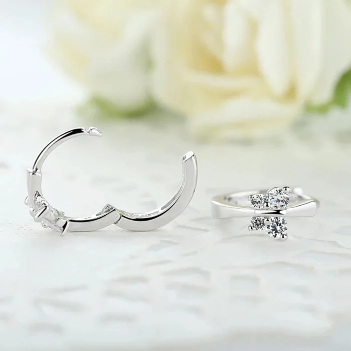 Luxury SIlver Color Classic Butterfly Austrian Crystal Stone Earrings Bridal Wedding Ceremony Propose Jewellery