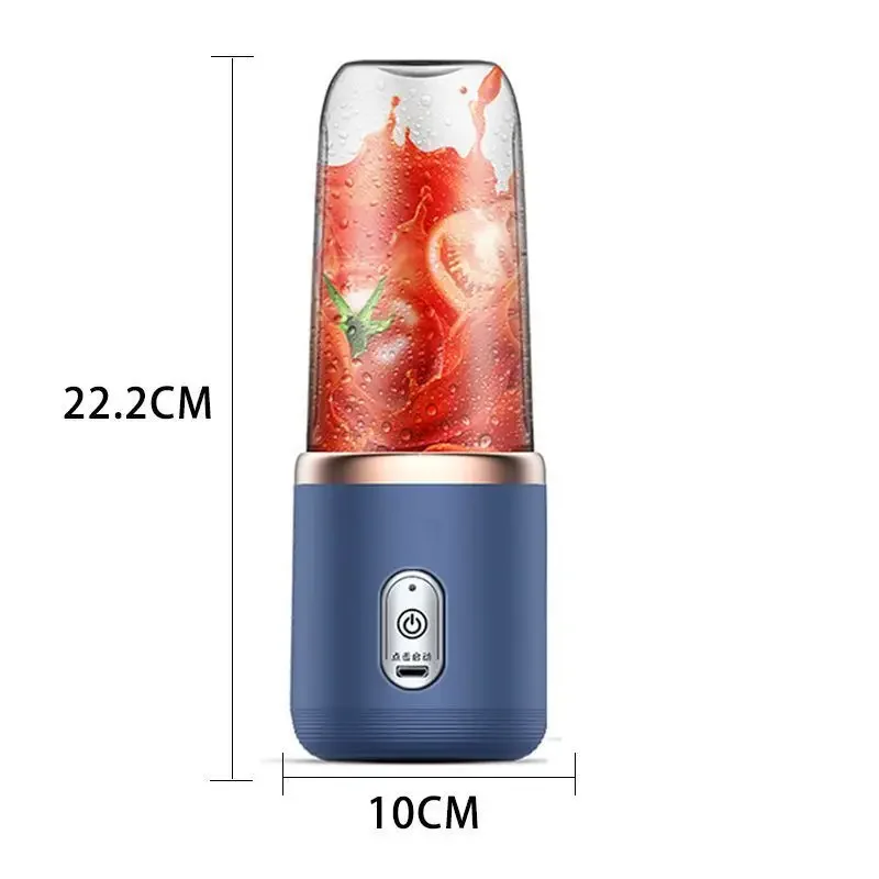 400ML Portable Blender 6 Blades Food Juice Mini Portable Rechargeable Electric Juicer Mixer Milk Ice Smoothie Kitchen Tool