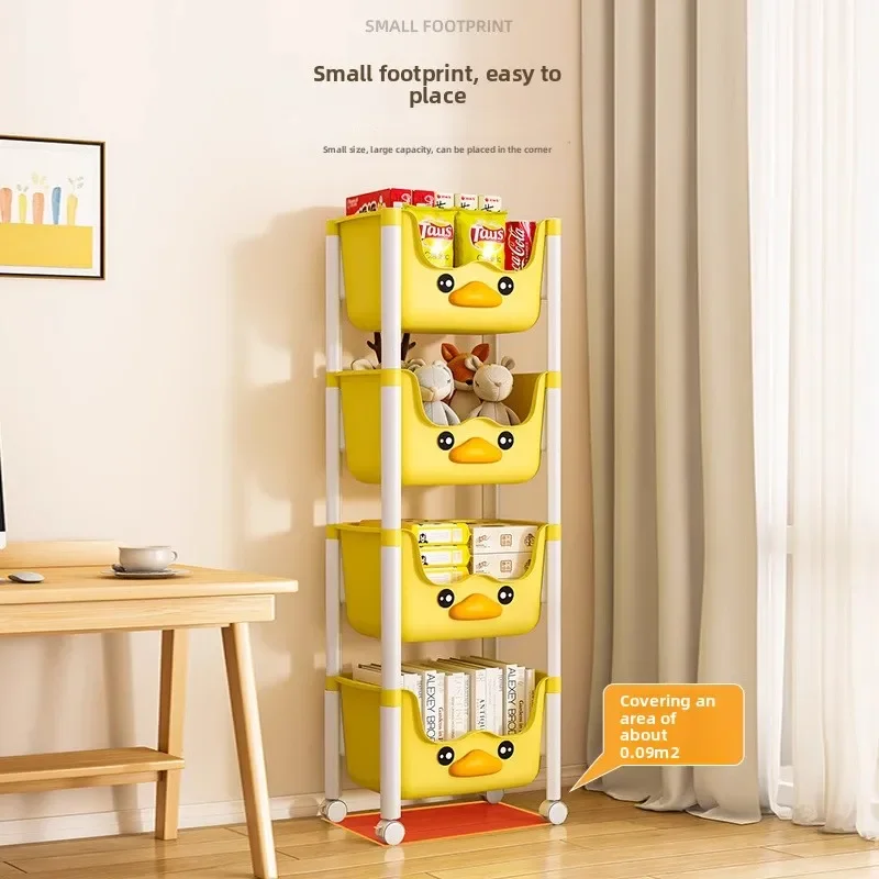 

Exquisite Multi-functional Children's bookshelf storage rack Living room floor-to-ceiling multi-layer snack rack trolley
