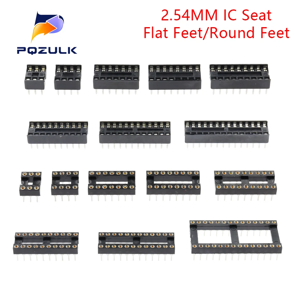 10PCS IC seat 6 8 14 16 20 24 28 32 40 Pin 2.54MM Pin Pitch MCU Socket Chip Base Ic Sockets Slot