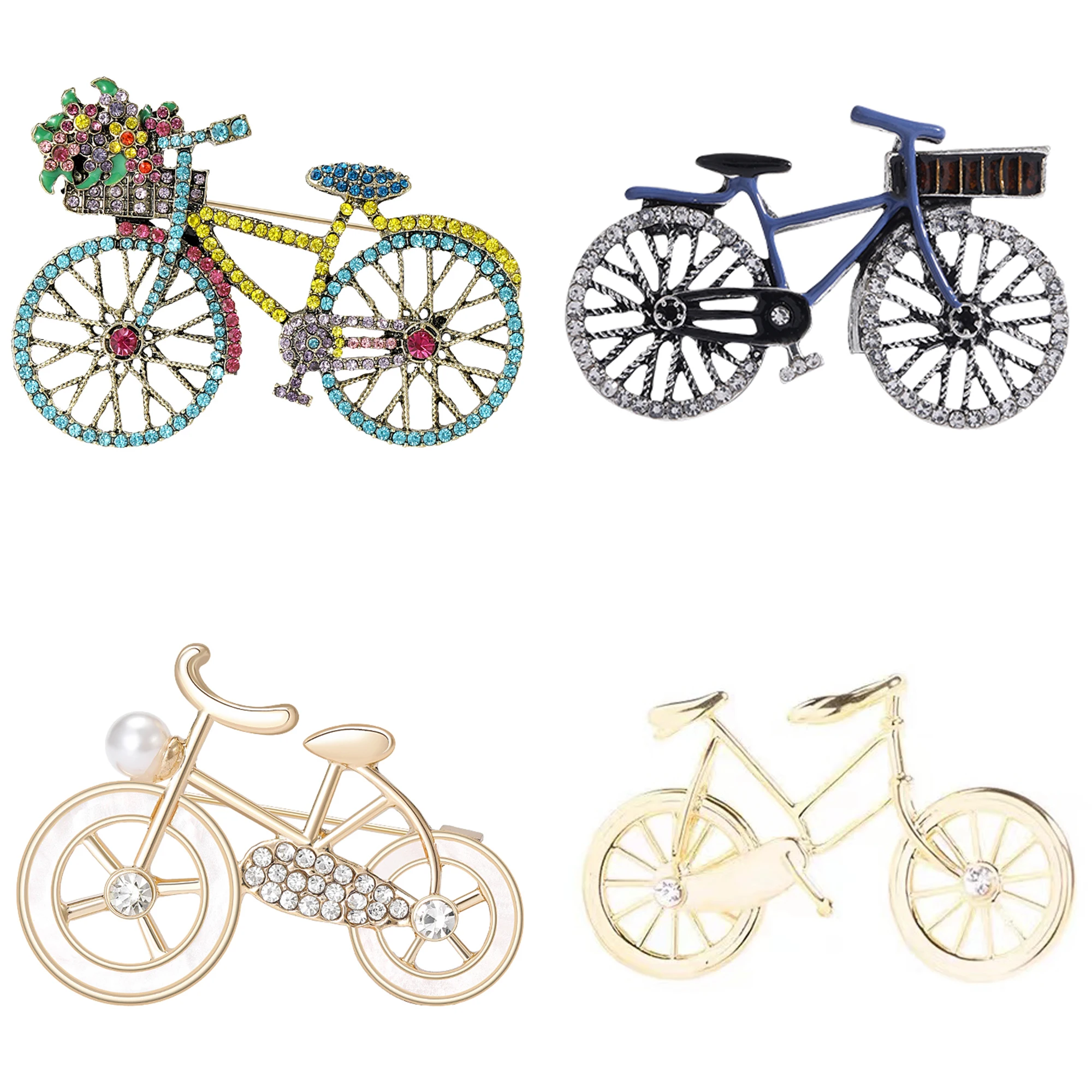 Rhinestone Bicycle Brooch for Women Unisex Enamel Transportation Pins Banquet Party Backpack Gifts Jewelry Accessories