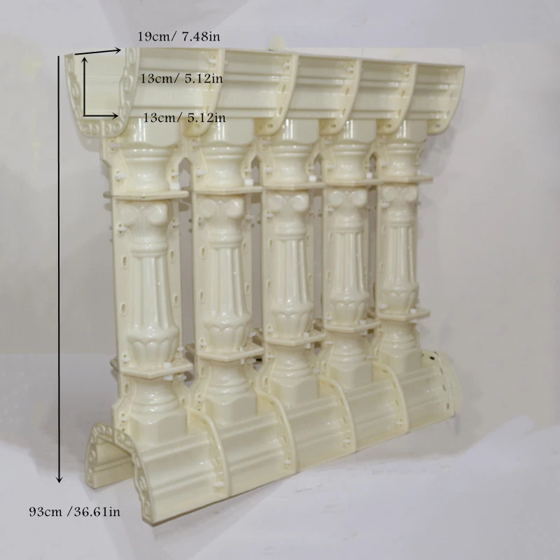 Summer Breeze Cast in Place Plastic Concrete Baluster Mold with Railing, Balcony, Fence Balustrade Moulding, 93cm/ 36.6in Tall