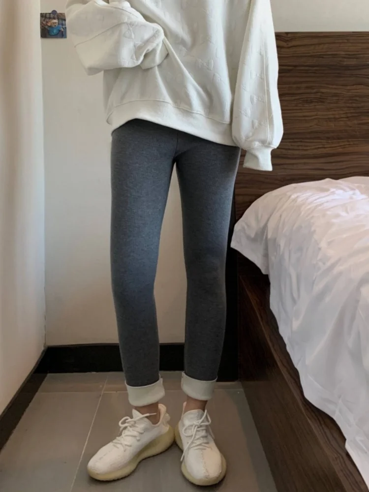 Pantalon amincissant Bla couche de Base pour femme, vêtement d'extérieur, chaud, coupe serrée, à revers, taille élastique, Long, nouvelle collection hiver