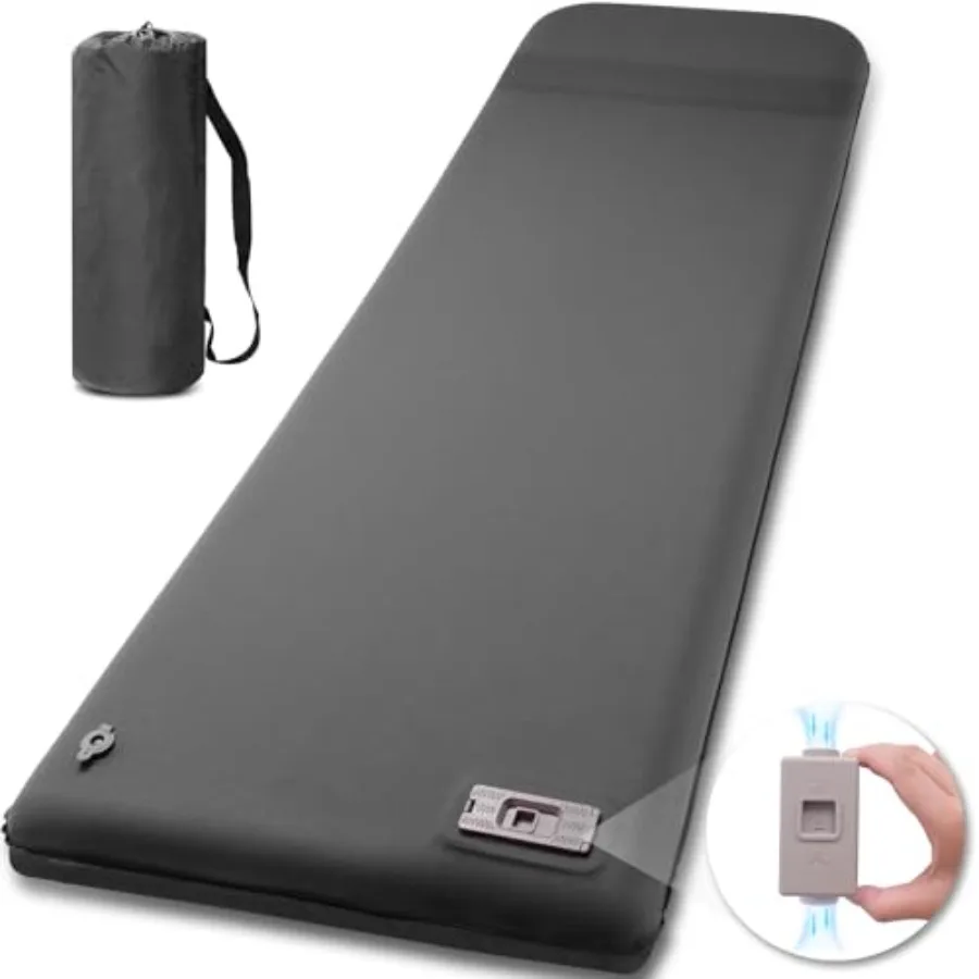 

Camping self-inflating sleeping pad with electric pump, ultra-thick 3.14 memory foam, light grey, 9.5 R-value insulation, fast