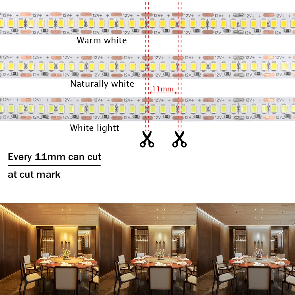 5M LED Strip Light DC 12V 2835 240LEDs/M เทป Led แถบความหนาแน่นสูงกันน้ำ LED Light Strip สำหรับตกแต่งบ้าน