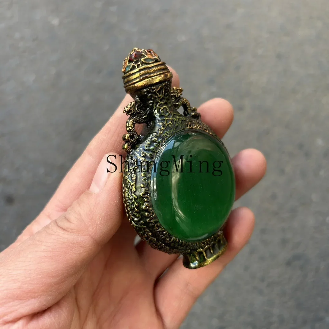 

CLL retro decoration snuff bottle ornament antique handicrafts gift inlaid luminous stone