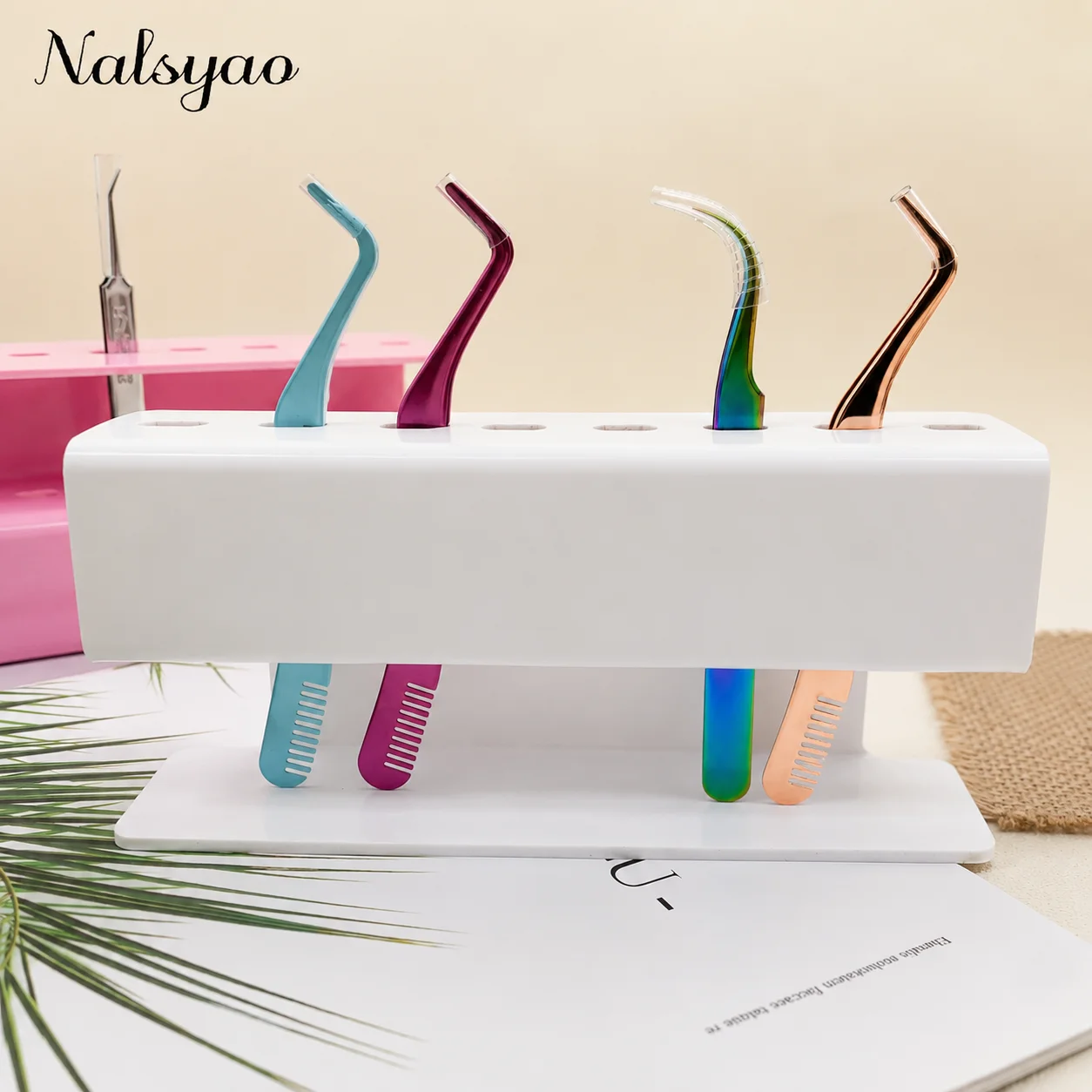 Eyelash Tweezers Storage Holder Stand 8 Holes Acrylic Tweezers Stand Shelf for Lash Extension Tattoo Makeup Tool