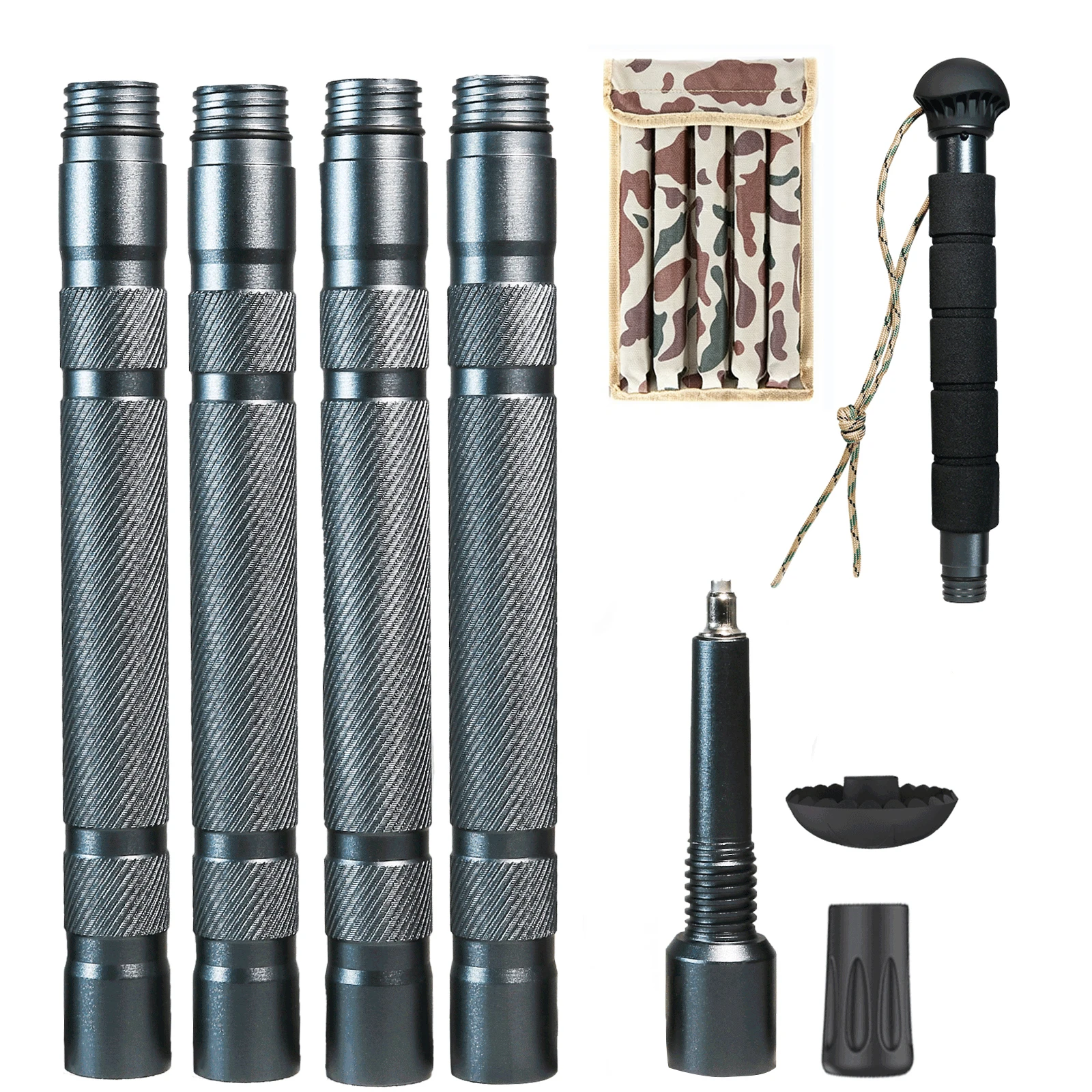 1 Stück Professioneller Trekkingstock aus Aluminium, Ultraleichter Faltbarer Wanderstock für Outdoor-Camping, Verstellbare Wanderstöcke