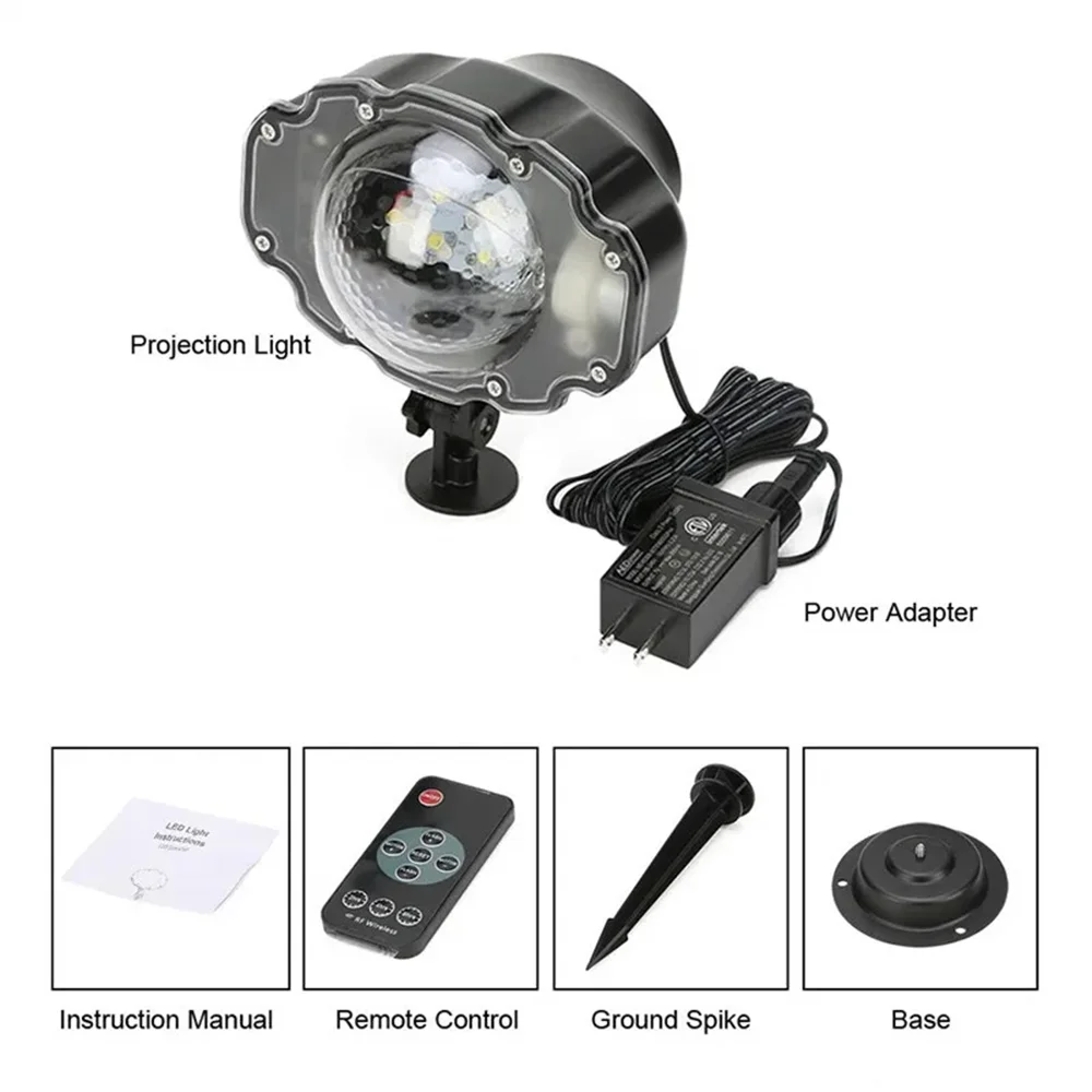 Luces Led de nevadas, luces de proyector exteriores de copo de nieve impermeables giratorias con control remoto inalámbrico para Patio, jardín, Navidad