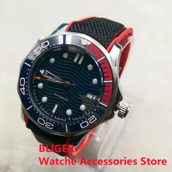 BLIGER 41mm Mechancial Men's WatchBlue Ceramic Bezel Blue Wave Dial Sapphire Glass NH35 MIYOTA PT5000 Movement Rubber Strap Date