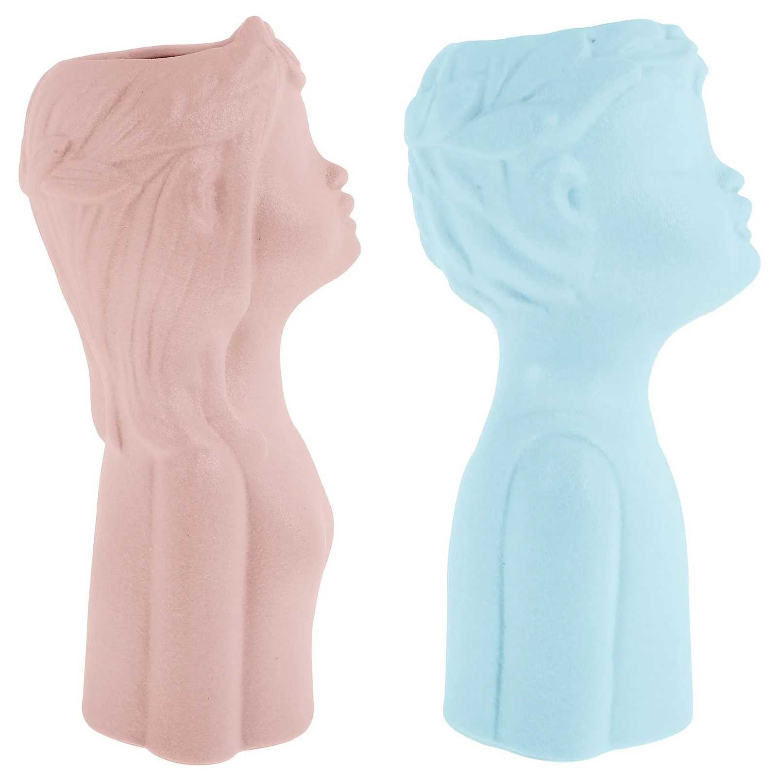 

2Pcs Ceramic Flower Arranging Vase Creative Human Face Vase Decor Home Desktop Flower Holder Artistic Ornament