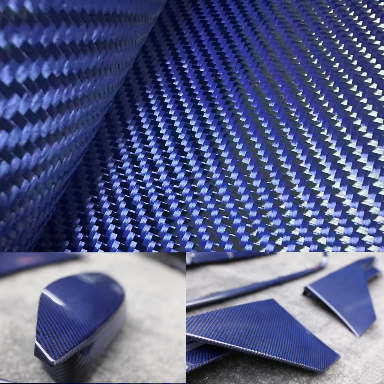 

Ткань из смесового волокна кевлара и углеродного волокна 3K 200 г/м² 2x2, синяя, шириной 40 дюймов/100 сантиметров