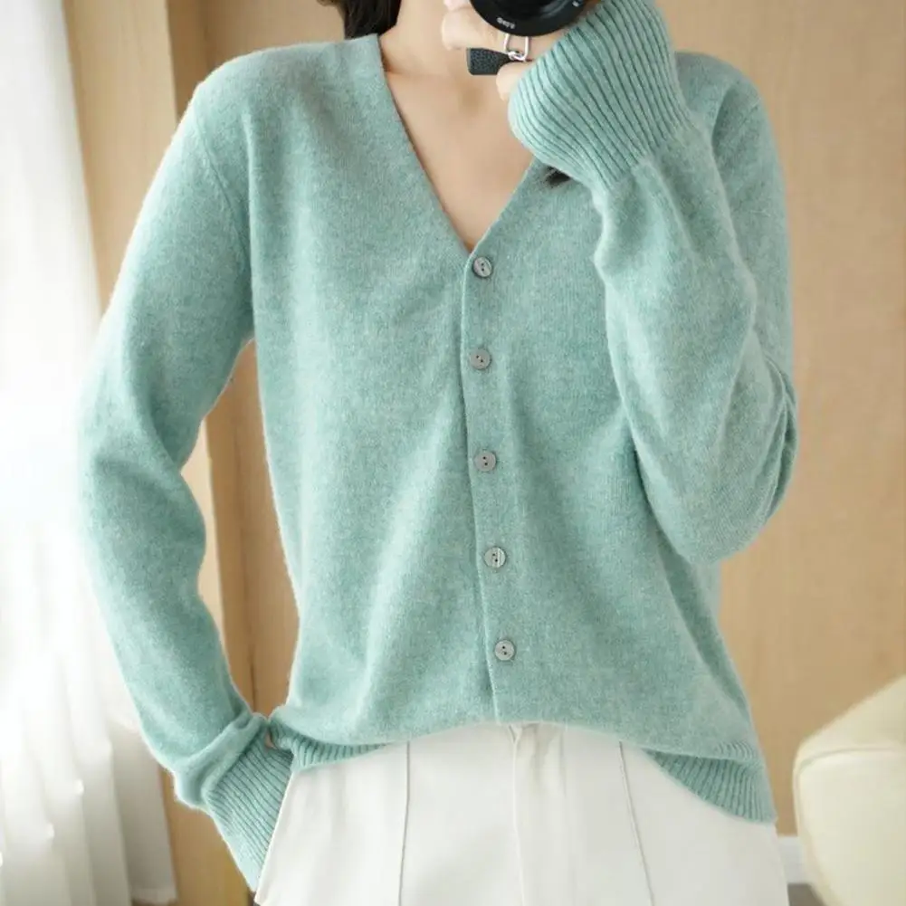 Women's Sweater Autumn/Winter New Solid Color Knitwear V-Neck Pullover Ladies Clothes Fashion Blouse Korean Style Loose Tops