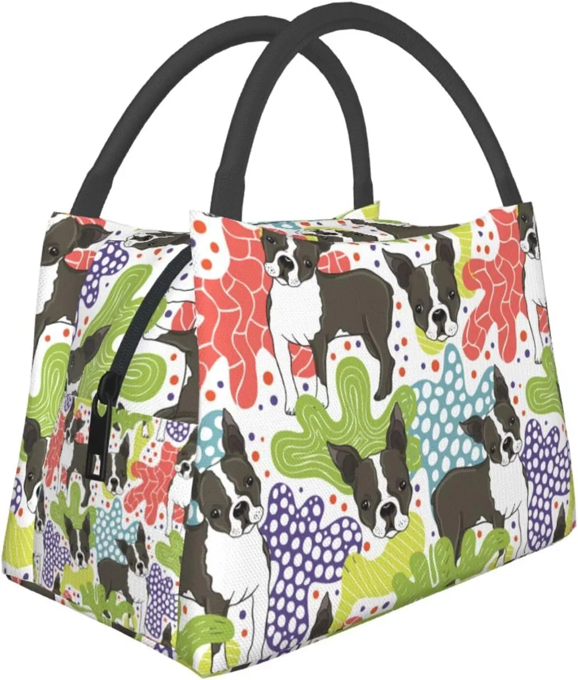 Boston Terrier Dog Doodle Cute Large Lunch Bags Box For Women Men-Cute Adult Insulated Lunchbox Tote For Work