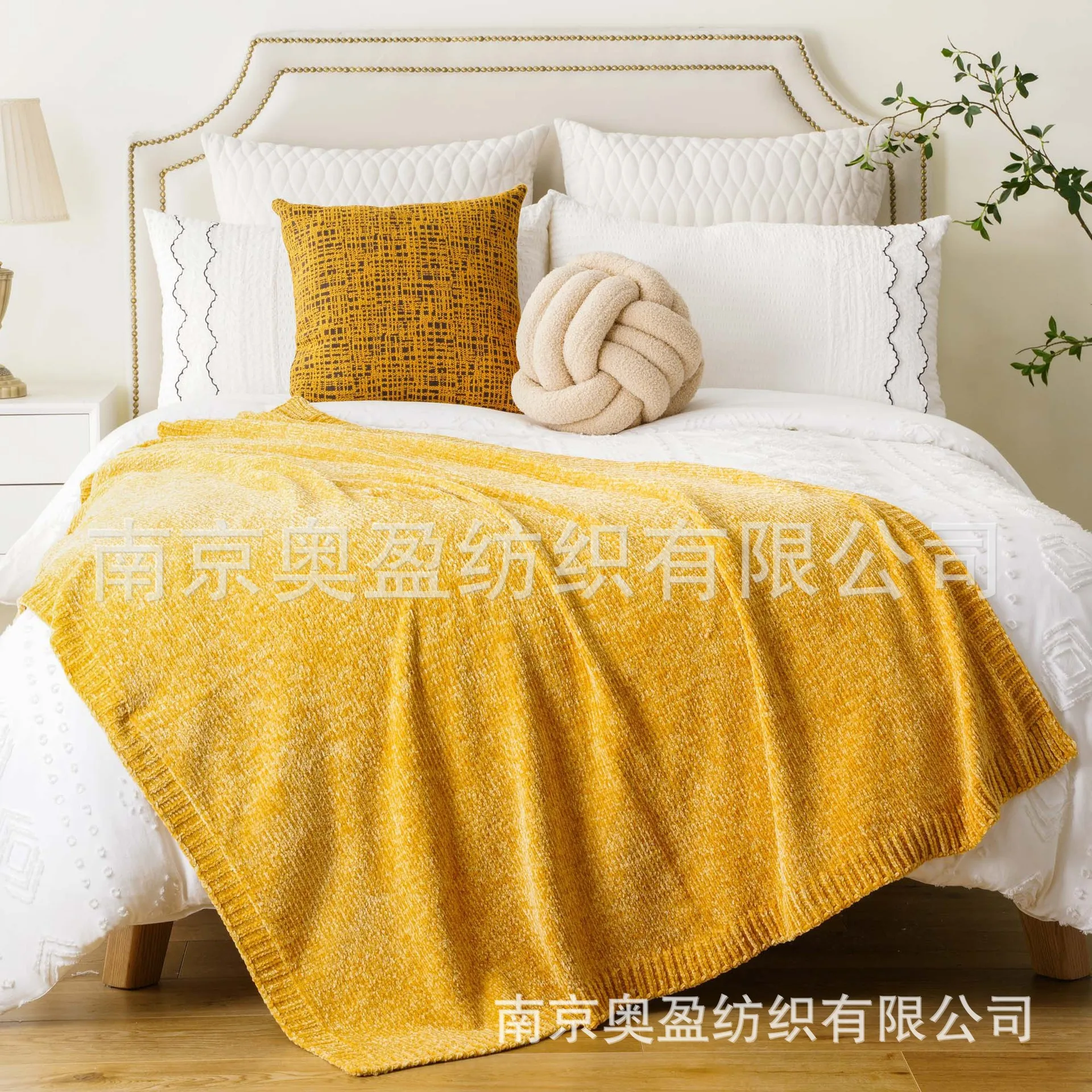 Solid color throw chenille blanket outer single high gram weight blanket knitted nap sofa cover thick needle blanket