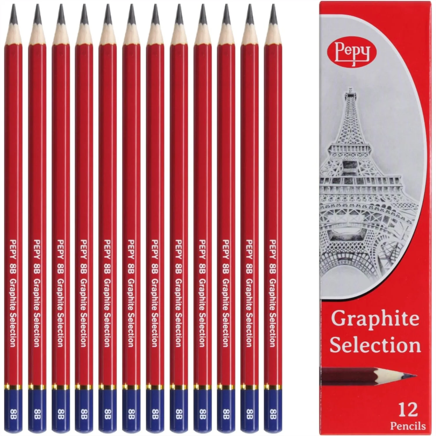 

Professional Graphite Drawing Pencils - Set of 12 8B Pre-Sharpened, Perfect for Sketching & Shading