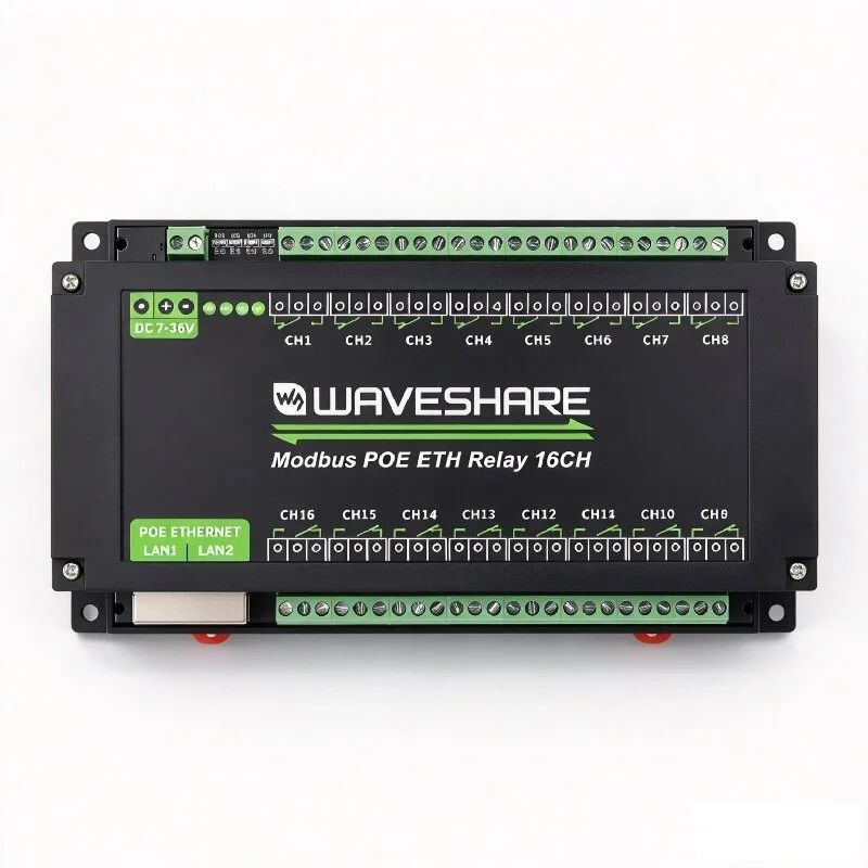 16-Ch Ethernet Relay Module, Modbus RTU / Modbus TCP Protocol, Ethernet Port Communication, PoE, With Various Isolation
