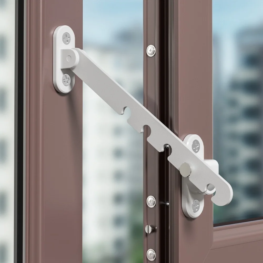 

Window Opening Limit Size Wind Brace Multigear Inside Opening Window Stopper with Screws Security Anti-fall Safety Lock Home