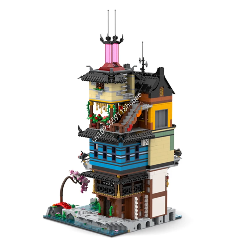 Modelo de expansión de ciudad MOC para niños, juguetes de bloques de construcción, arquitectura ensamblada, cumpleaños, ladrillo creativo, regalos de navidad, 3947 Uds.