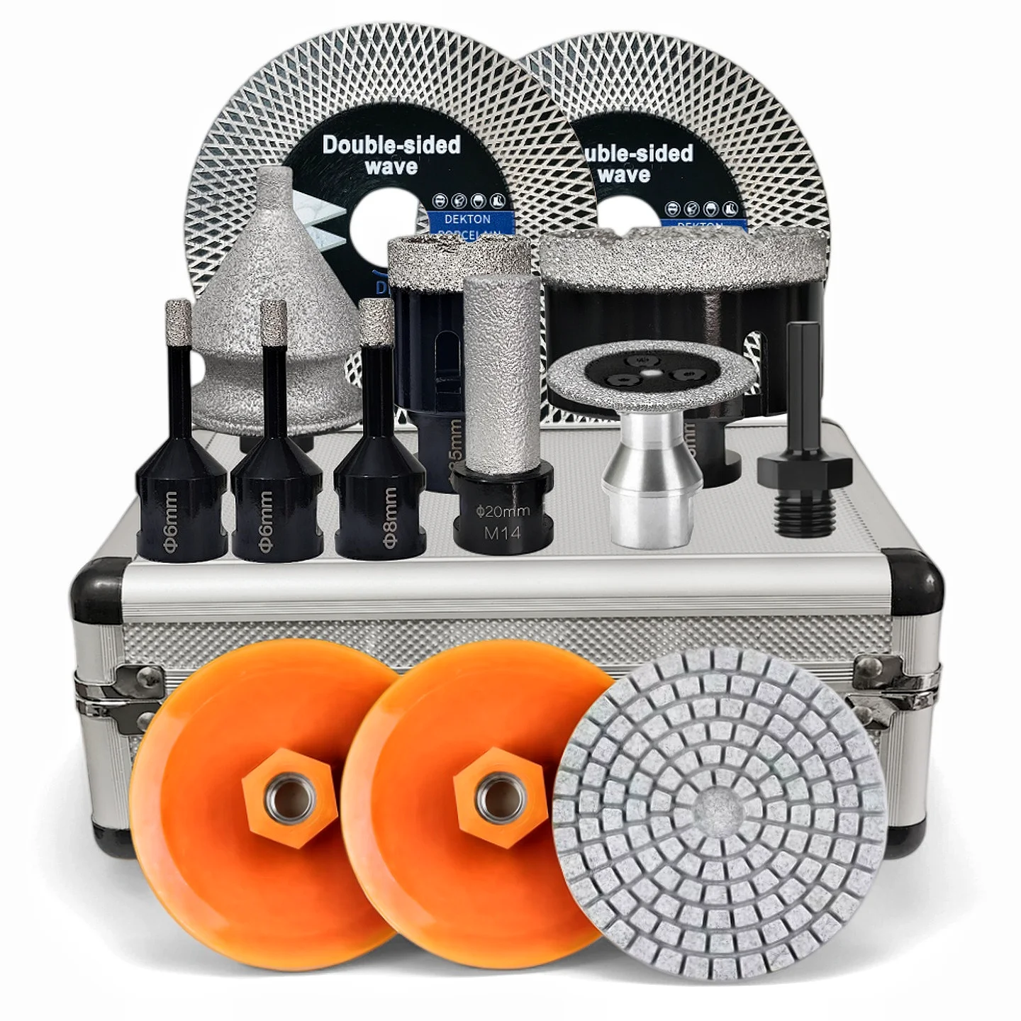 M14 Thread Brazed Diamond Drill Core Bits Set 9/12/14pcs Tile Hole Saw Kit Drilling Porcelain Granite Marble Ceramic Hole Saw
