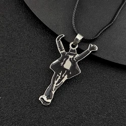 Classic Pop Star Singer MJ Necklace Dancing Michael Jackson Enamel Pendant Necklace For Fans Monumental Jewelry Accessories Gift