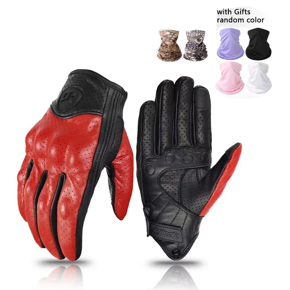 

Летние дышащие перфорационные мотоциклетные перчатки, кожаные ретро-перчатки с сенсорным экраном и встроенными защитными перчатками из ЭВА