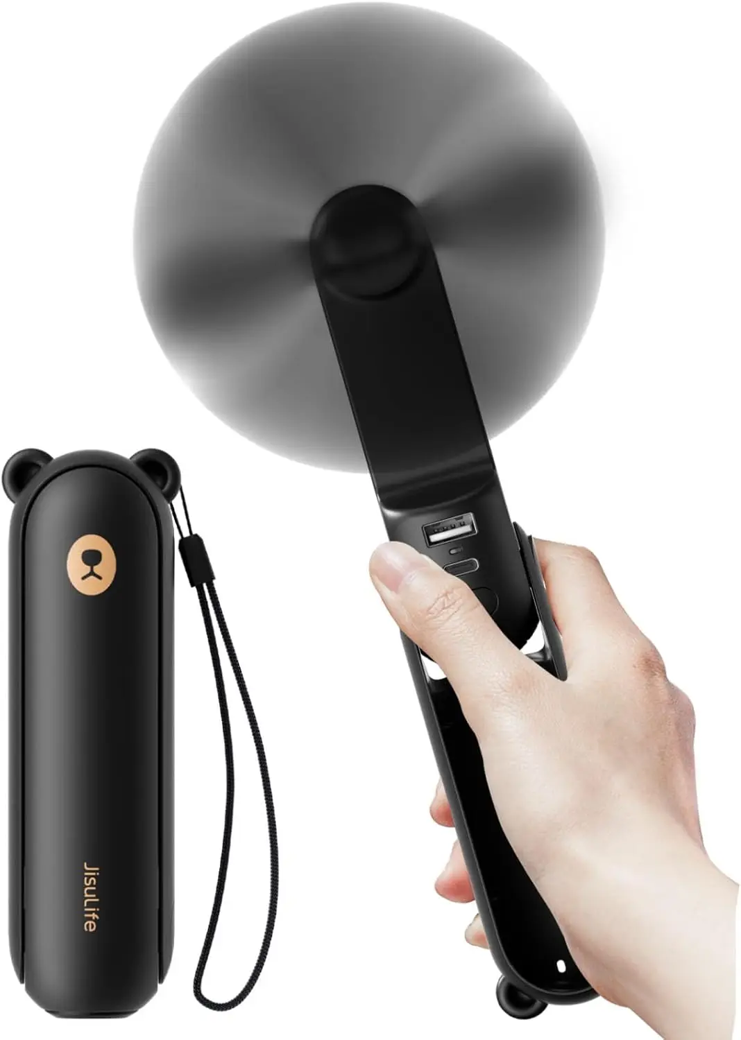 

4500mAh Power Bank Handheld Fan, 37H Runtime, Foldable & USB Powered, 3 Speeds, Gift for Women Men