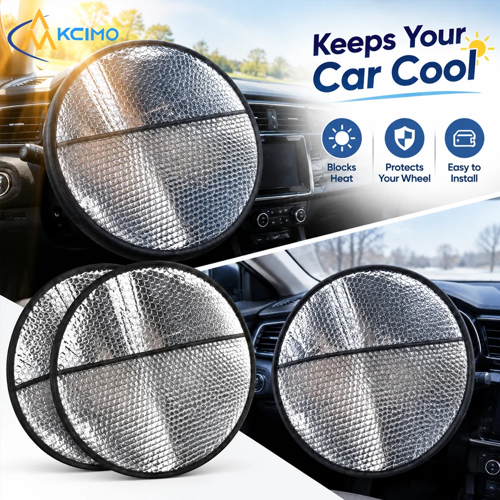 Auto Steering Wheel Thermal Isolation Sleeve, High Reflective Aluminium Foil Sun Shield, Anti-Aging UV Proof Car Accessory