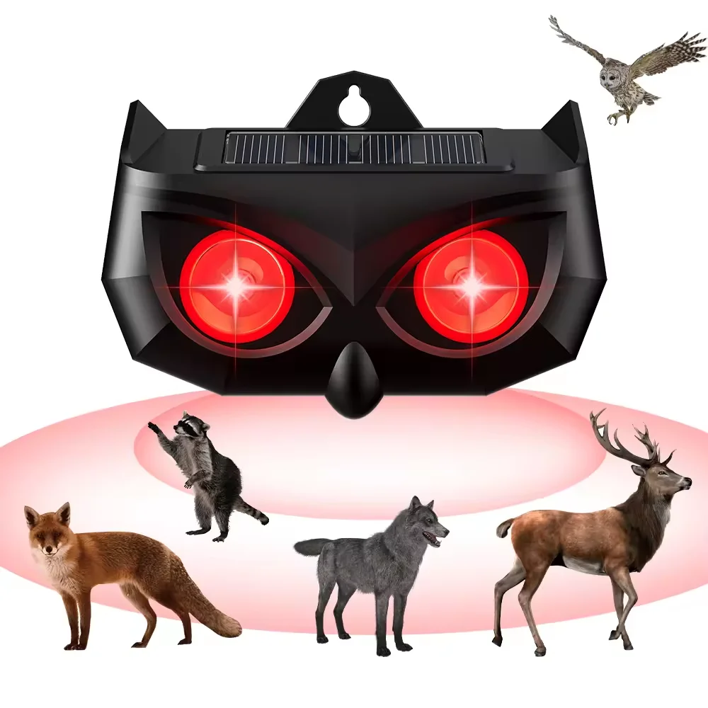 [In Stock in US Warehouse] 4pcs Solar Animal Repeller with Dual Flashing Red Lights, High Waterproof, Outdoor Wildlife Deterrent