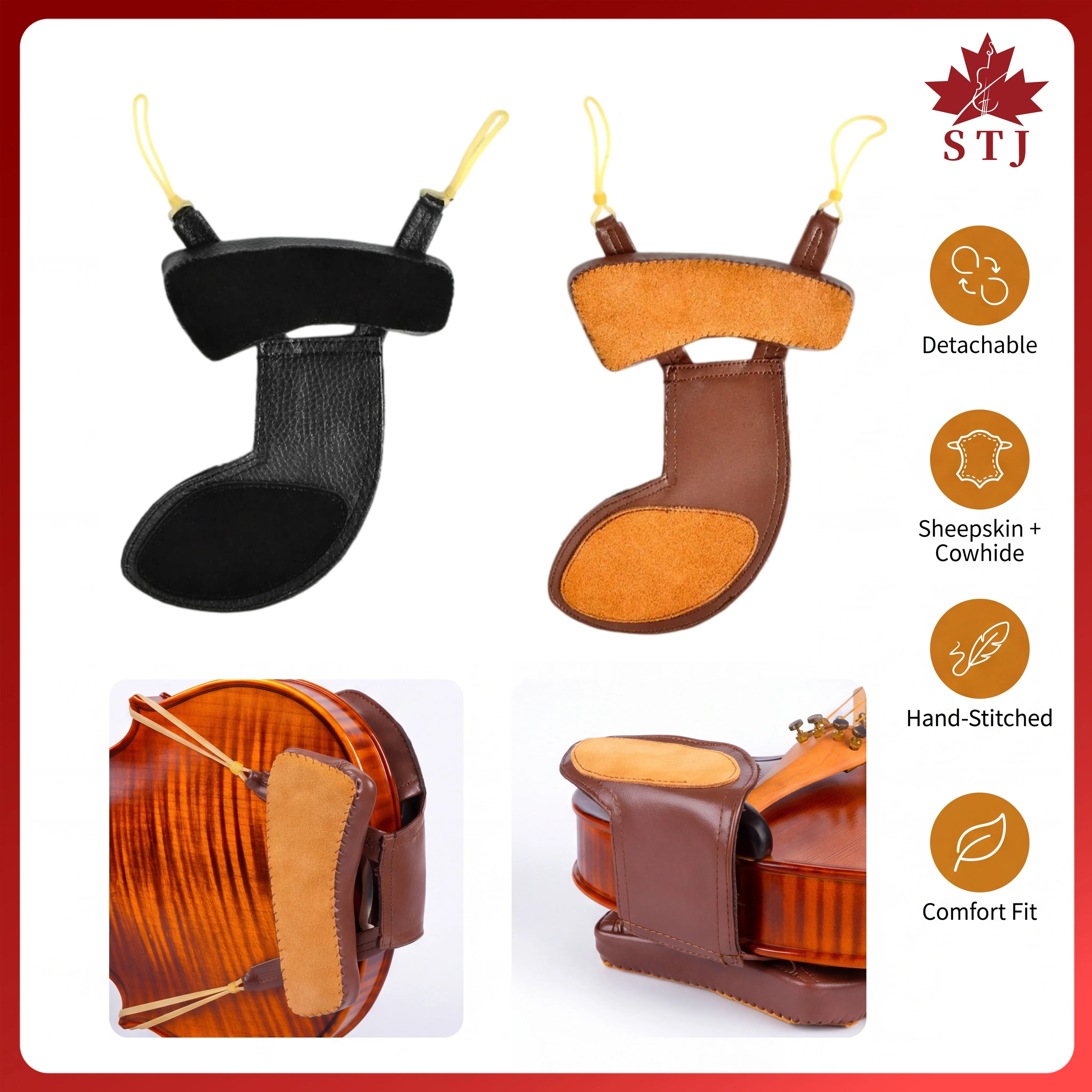 Pure natural sheepskin 3/4-4/4 Violin Soft Shoulder Pads Violin Chinrest Shoulder Rest Violin Padded Chin Rest Parts