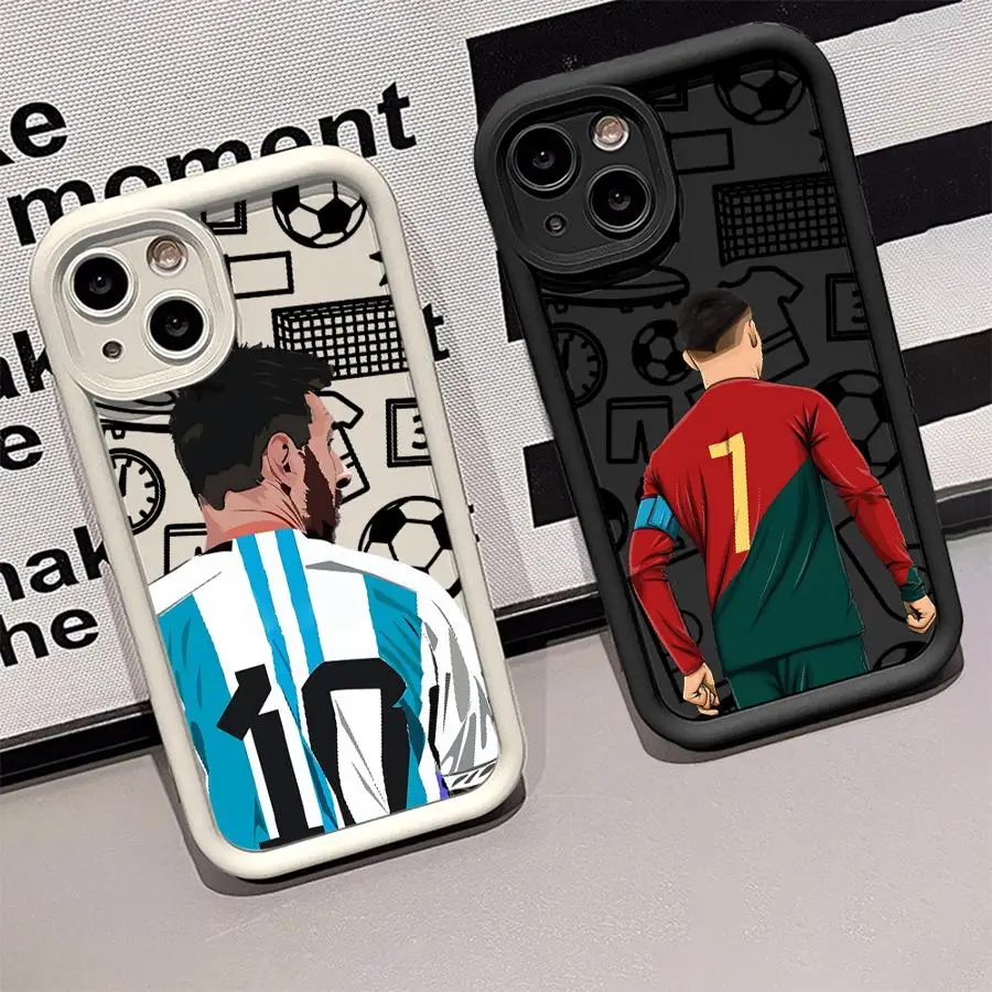 Número de futebol dos desenhos animados caso de telefone para iphone 16 pro max 15 plus 14 13 12 11 16e 15 14 16 pro 13pro capa macia